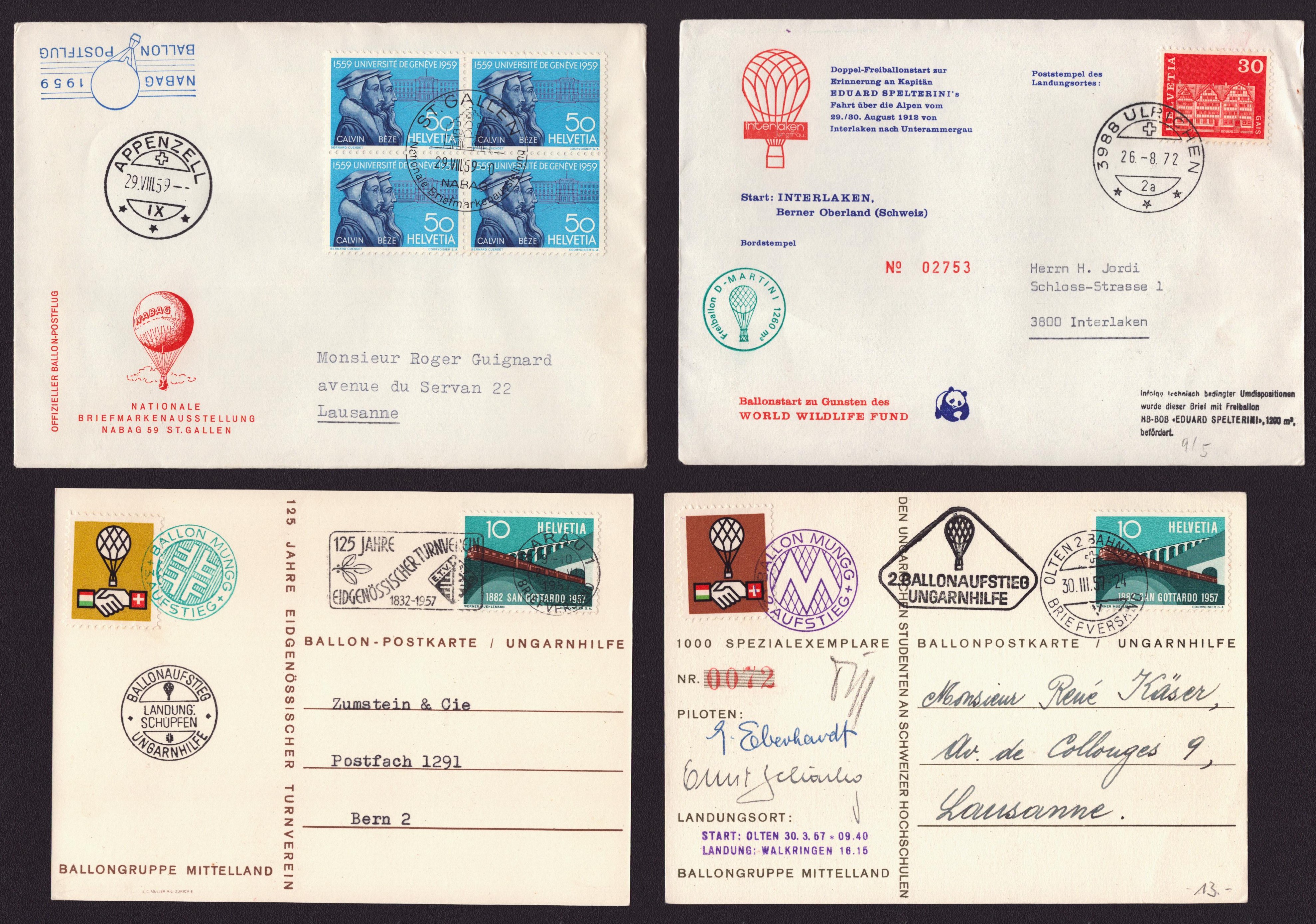 Lot de 4 documents vols en ballons
