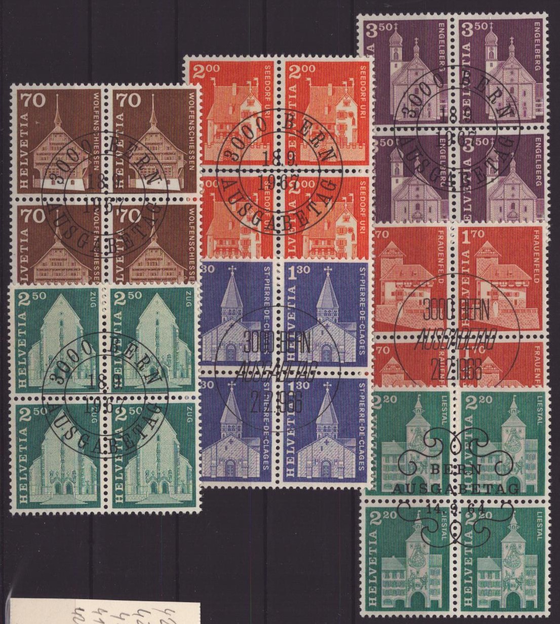 Bloc de 4 oblit. premier jour 425, 421, 423,418, 424, 426, 427