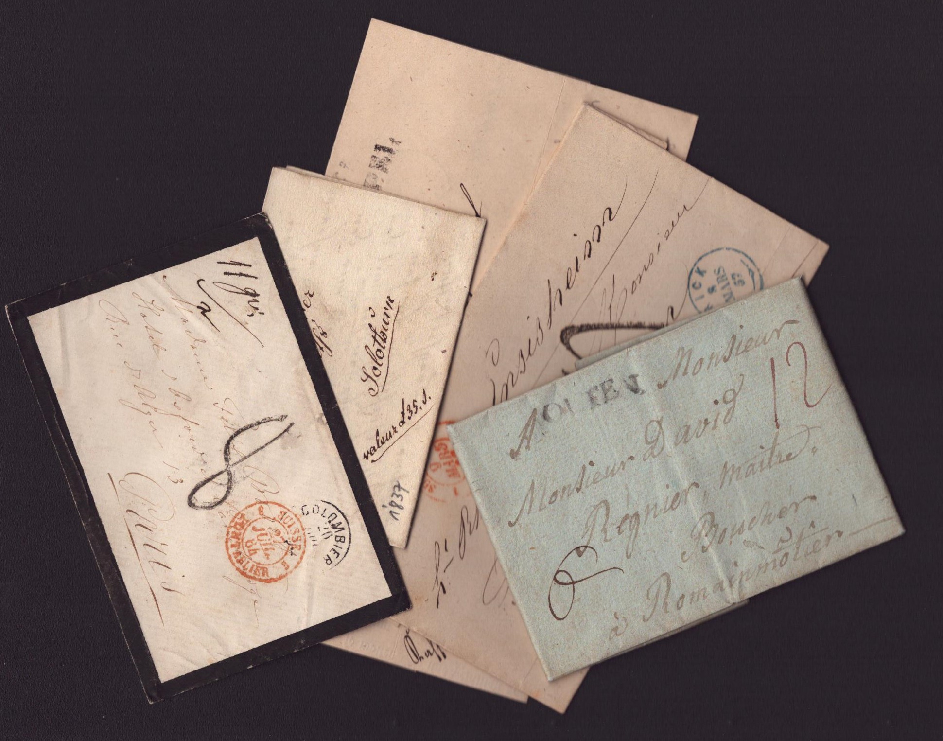 Lot de 5 documents (1814/1837/1855/1857/1864)