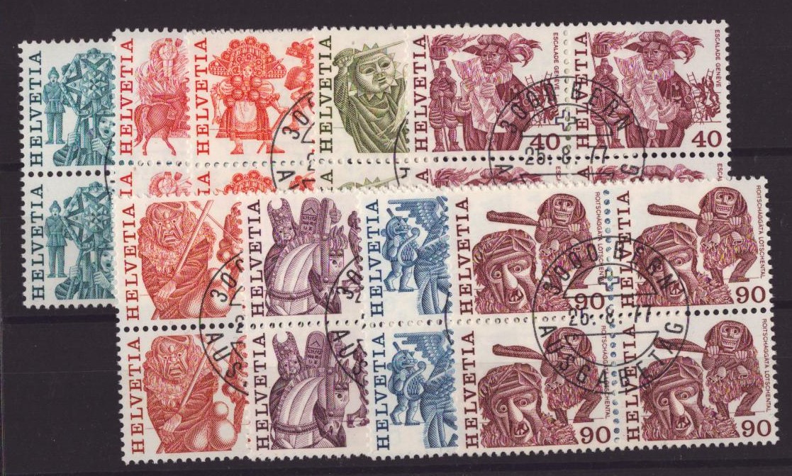 1977 Série 594-602 Bloc de 4 oblit. ET