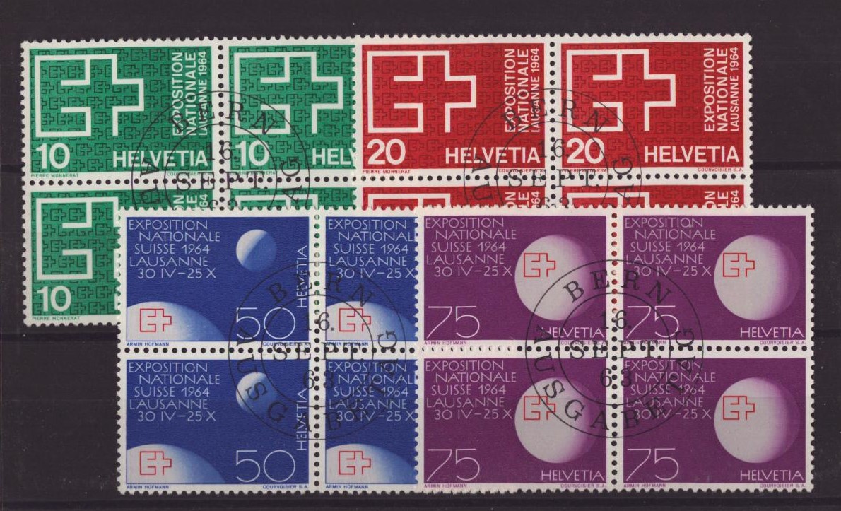 1963 Expo Lausanne 1964 Série 402-405 bloc de 4 ET