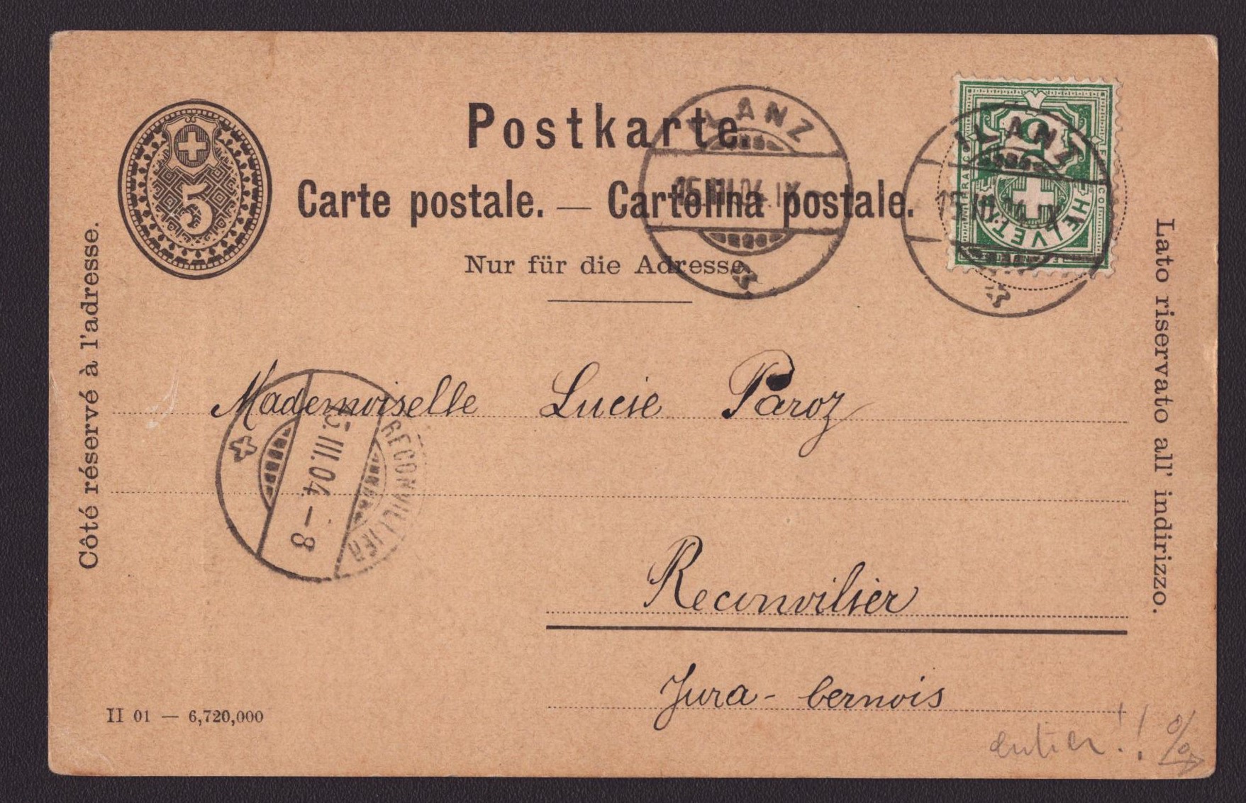 Carte postale avec vue de LUCERNE