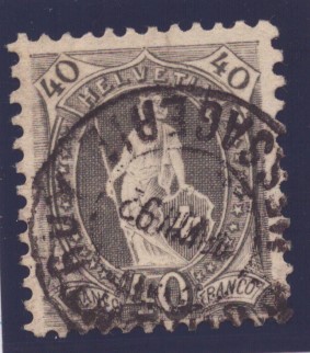 Nr 69C oblitération PORRENTRUY (JU) (SBK 150.-)
