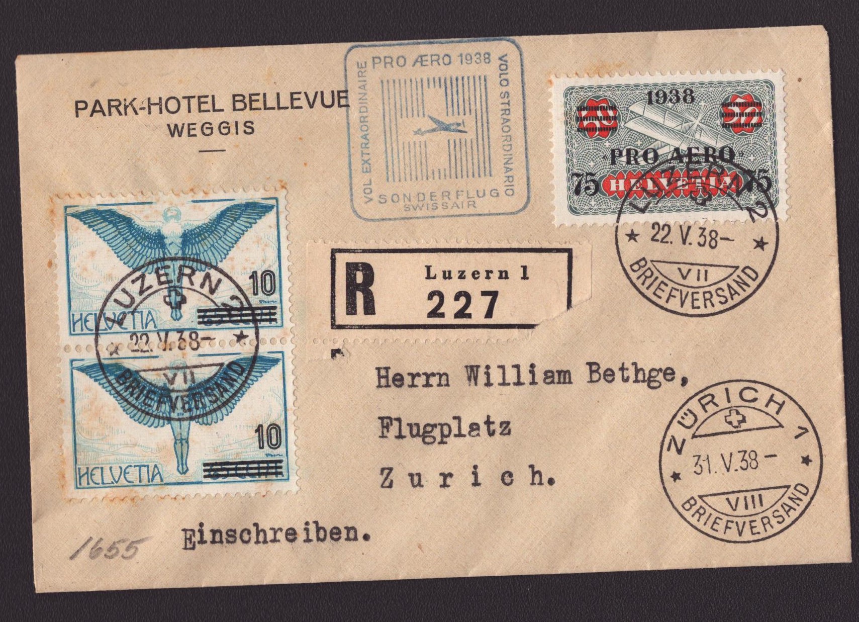 Vol Lucerne - Zurich (courrier d'Hotel)