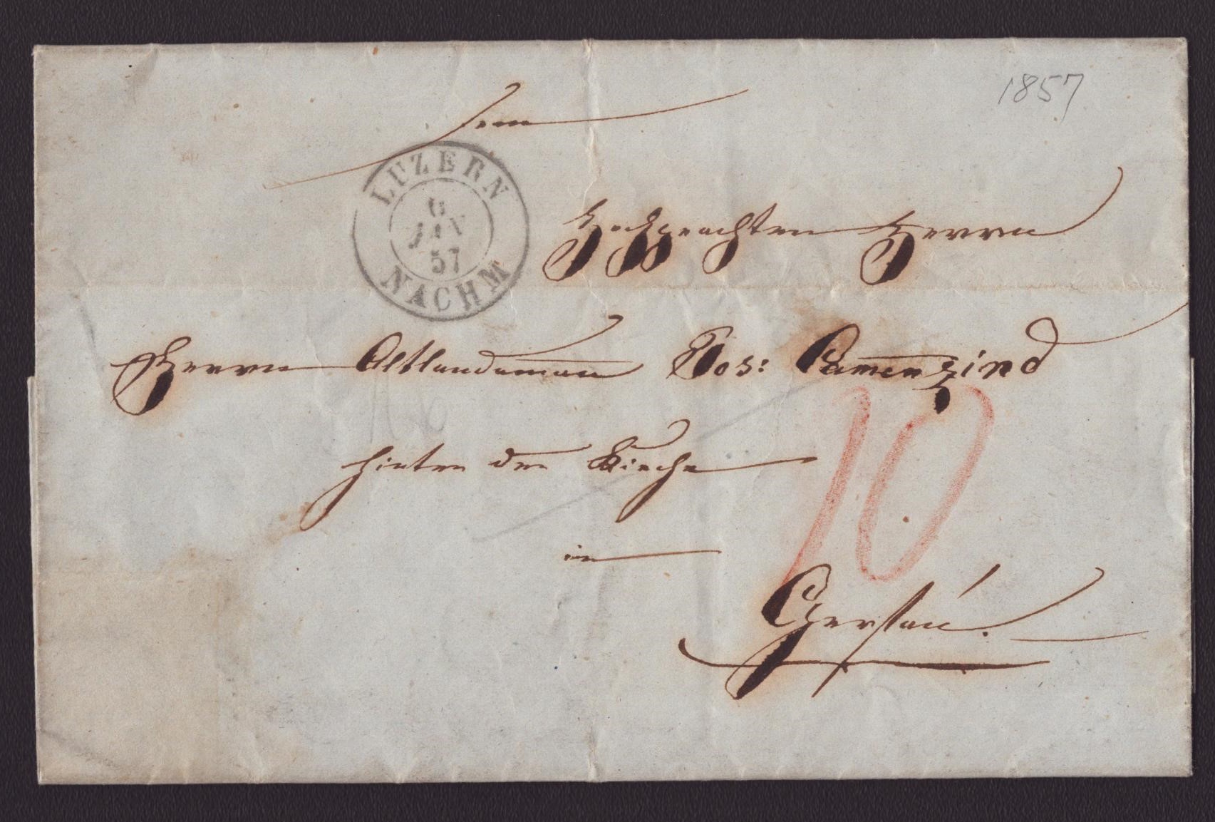 1857 Courrier obl. LUZERN