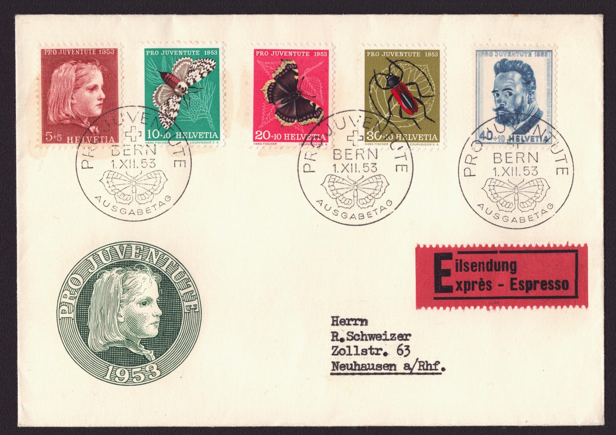 1953 FDC Pro Juventute SBK 80.-