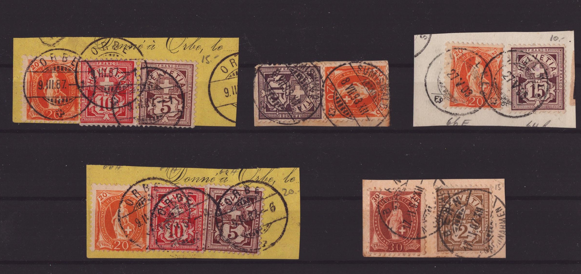 Lot de 5 aff. mixtes sur fragments