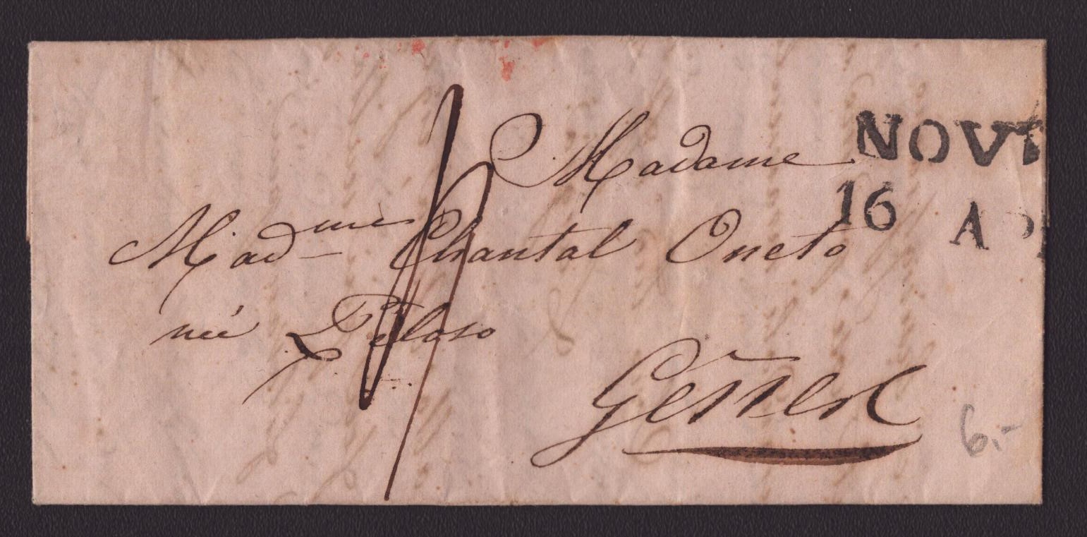 1847 Pli au départ de Genève
