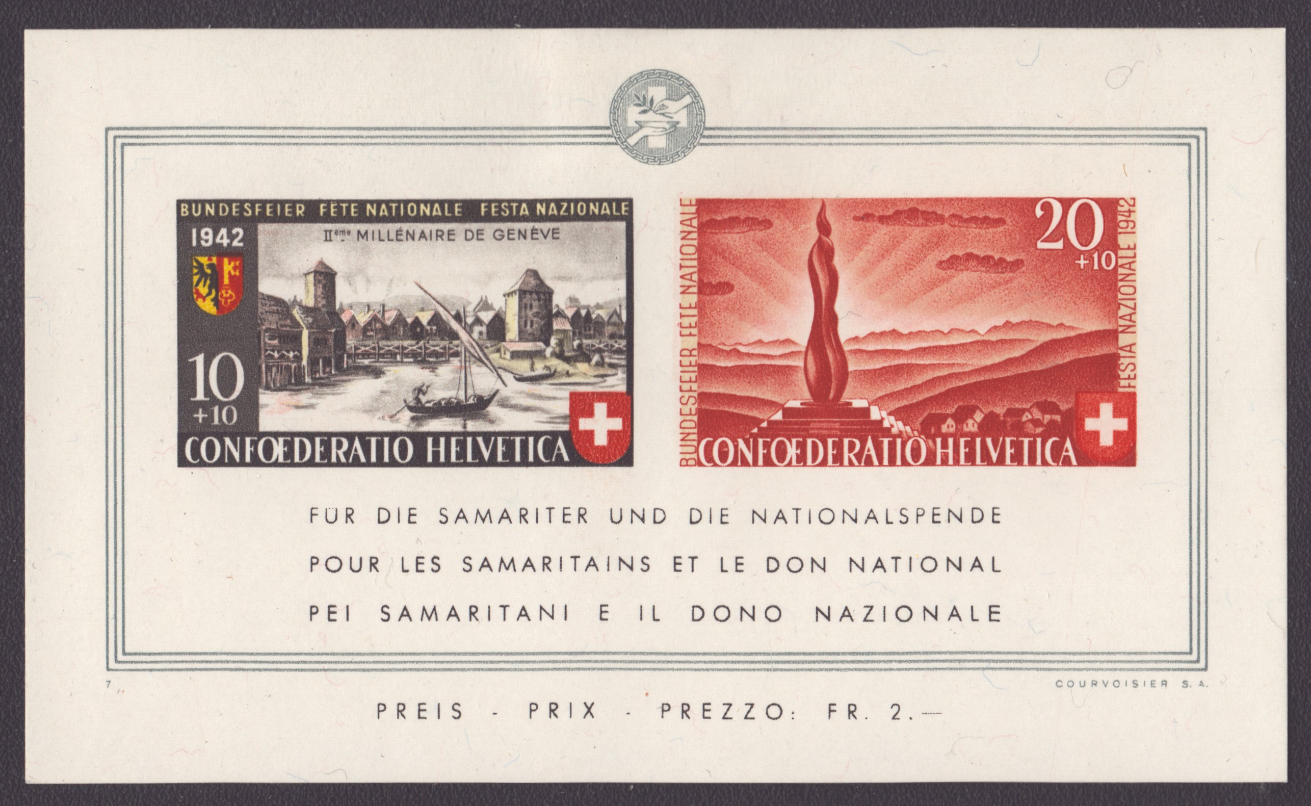 1942 Pro Patria bloc neuf *