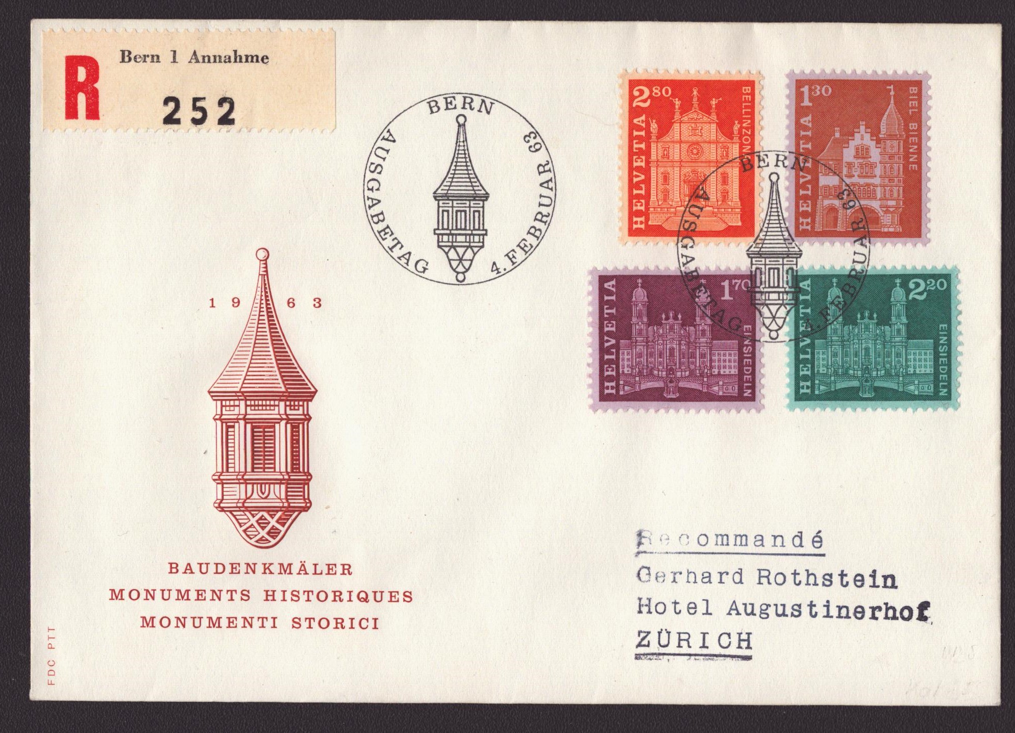 1963 FDC Série 391-394 (circulée)