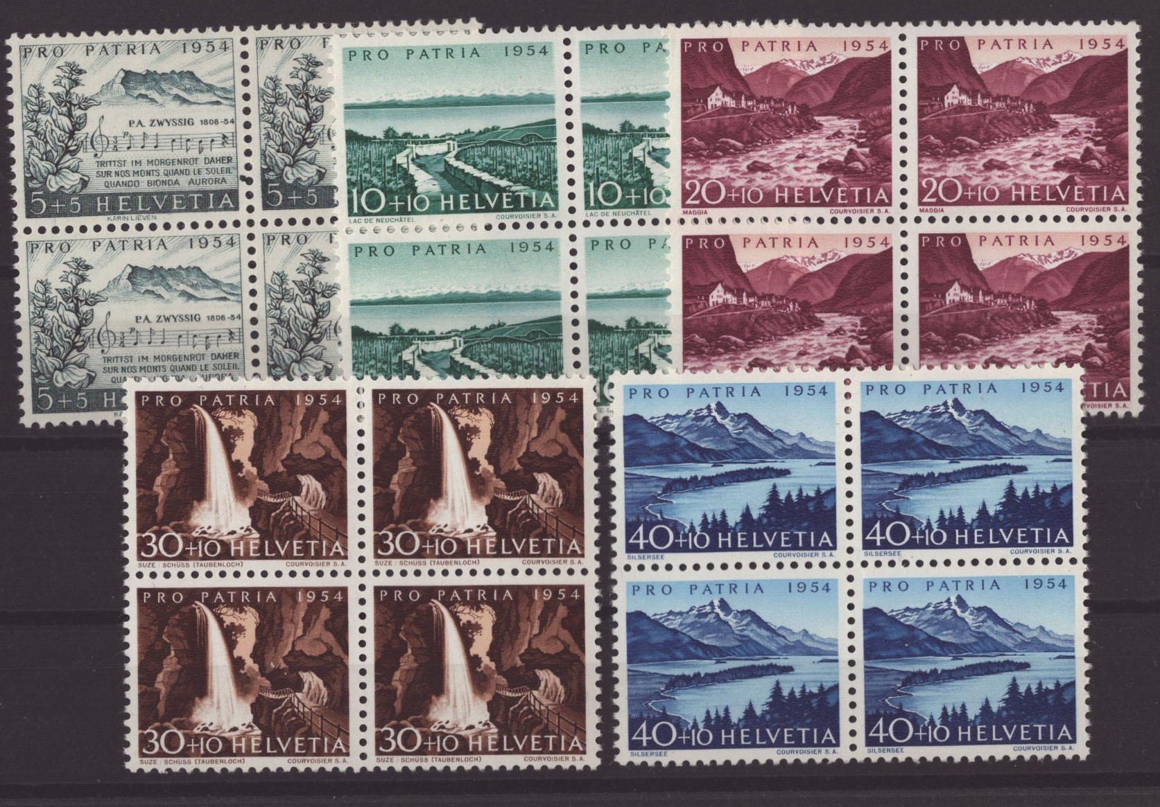 1954 Pro Patria série bloc de 4 neuf **