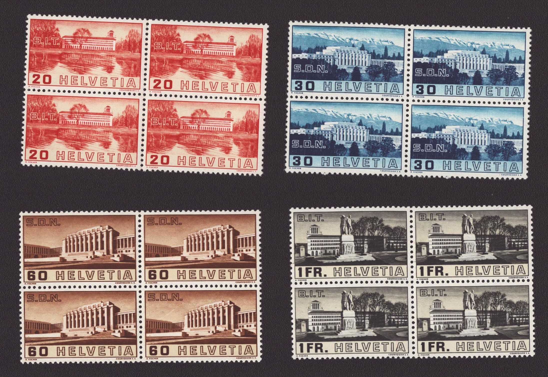 1938 Série 211-214 bloc de 4 neuf **
