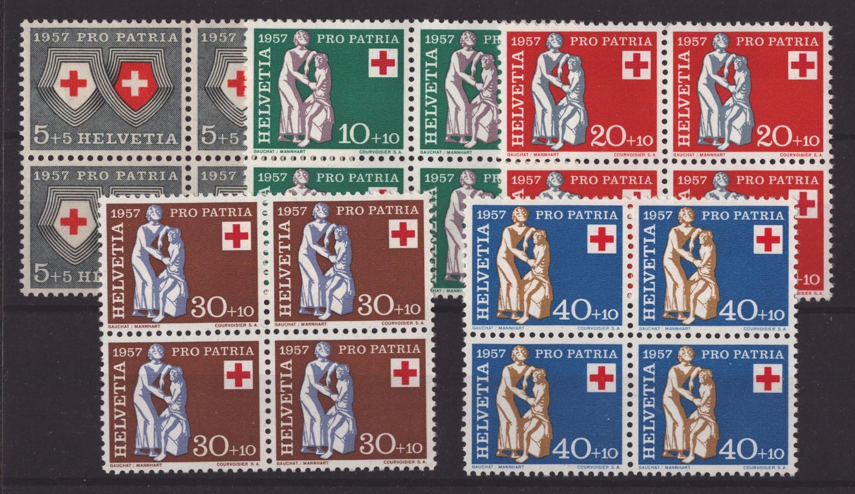 1957 Pro Patria bloc de 4 neuf