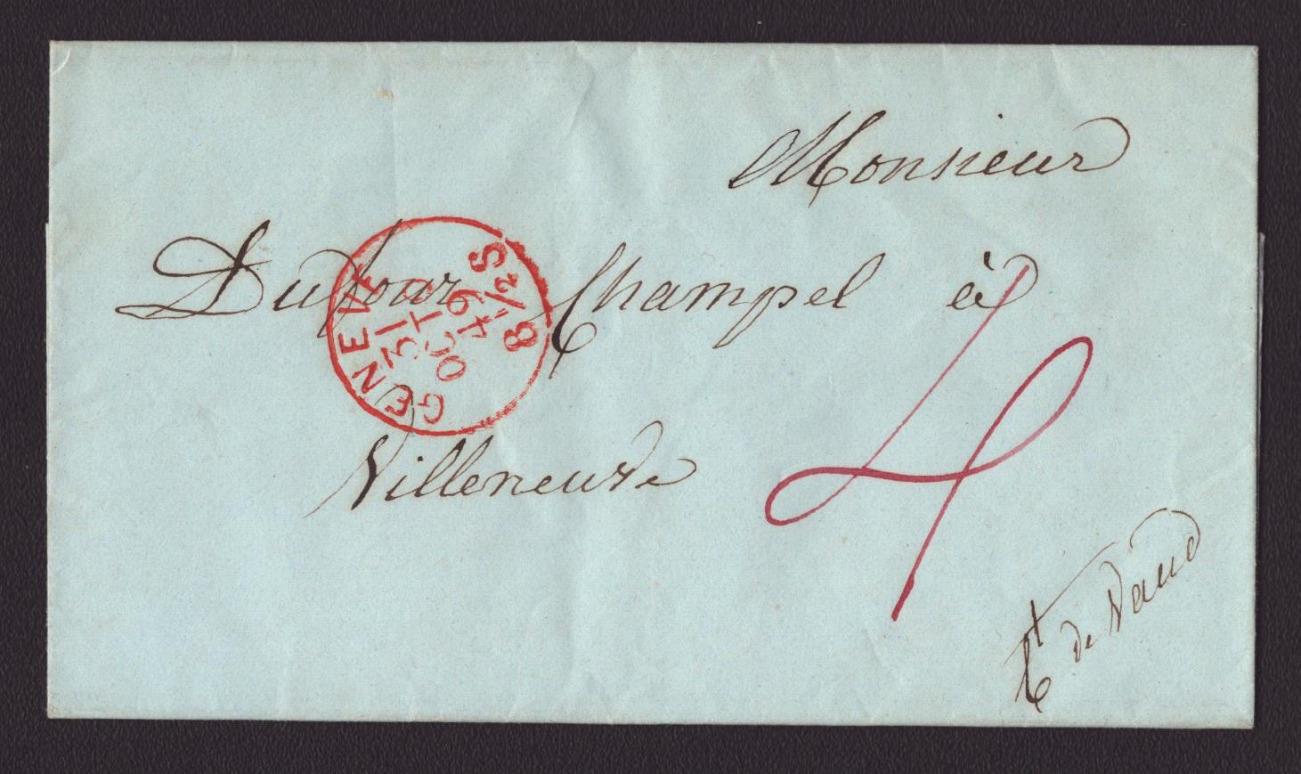 1849 Pli avec oblitération Genève
