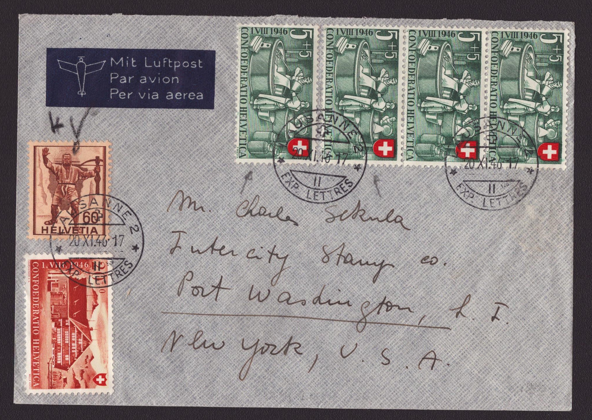 Enveloppe Par avion destination NEW YORK