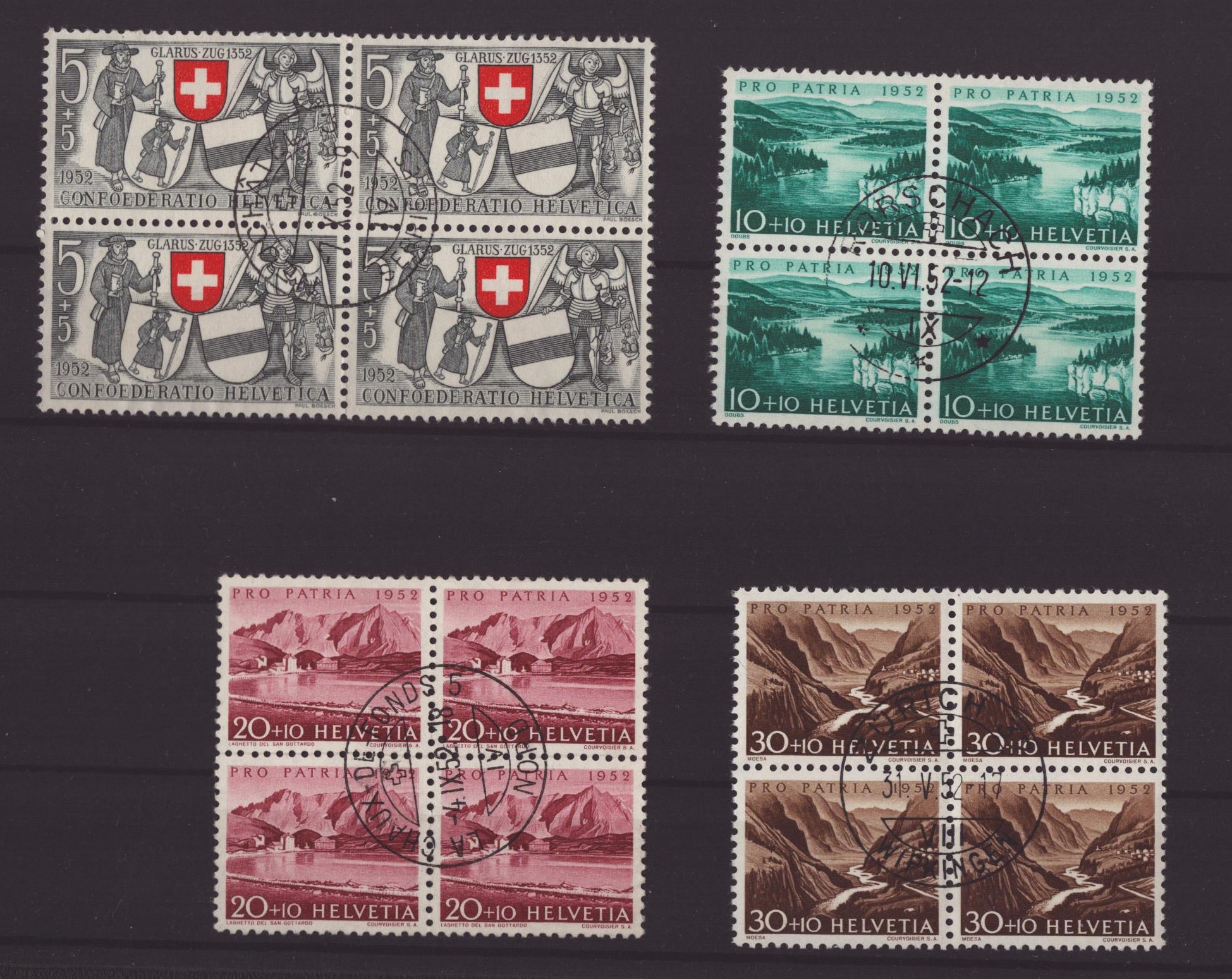 1952 Série bloc de 4 oblitérés (150.-)