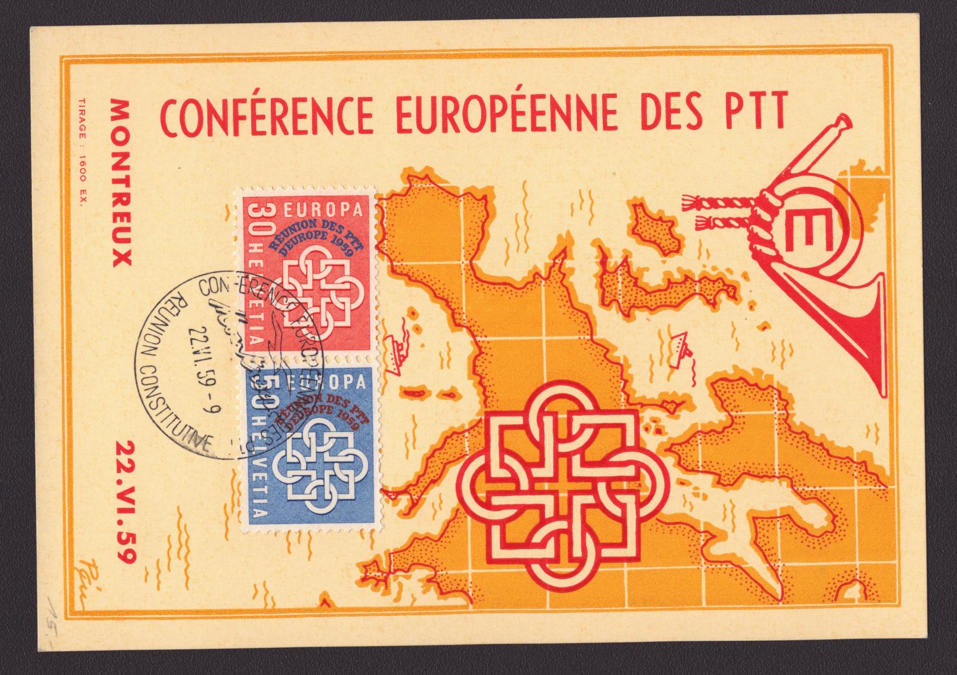 1959 Conférence européenne des PTT Carte max.