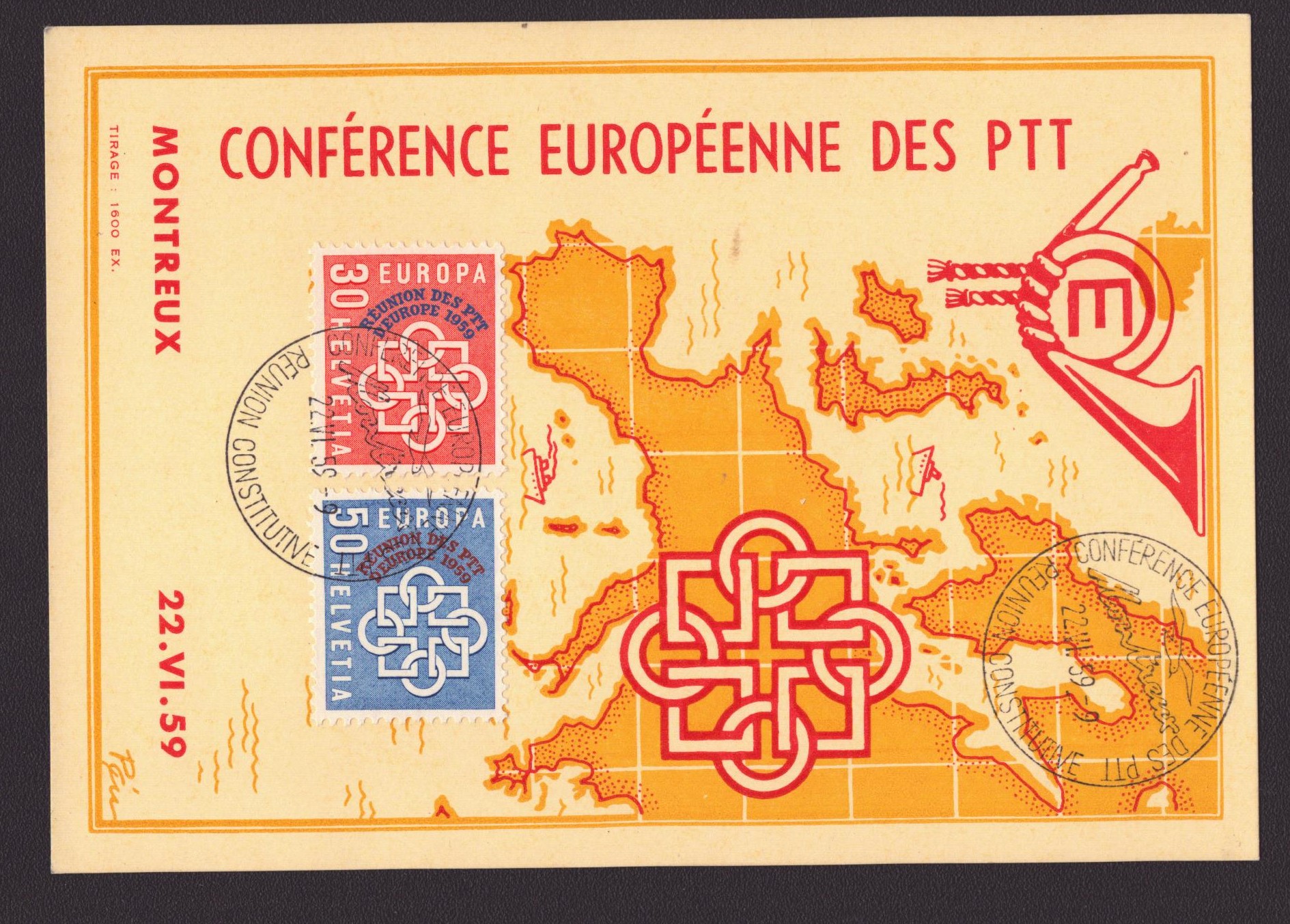 1959 Conférence européenne des PTT Carte max.