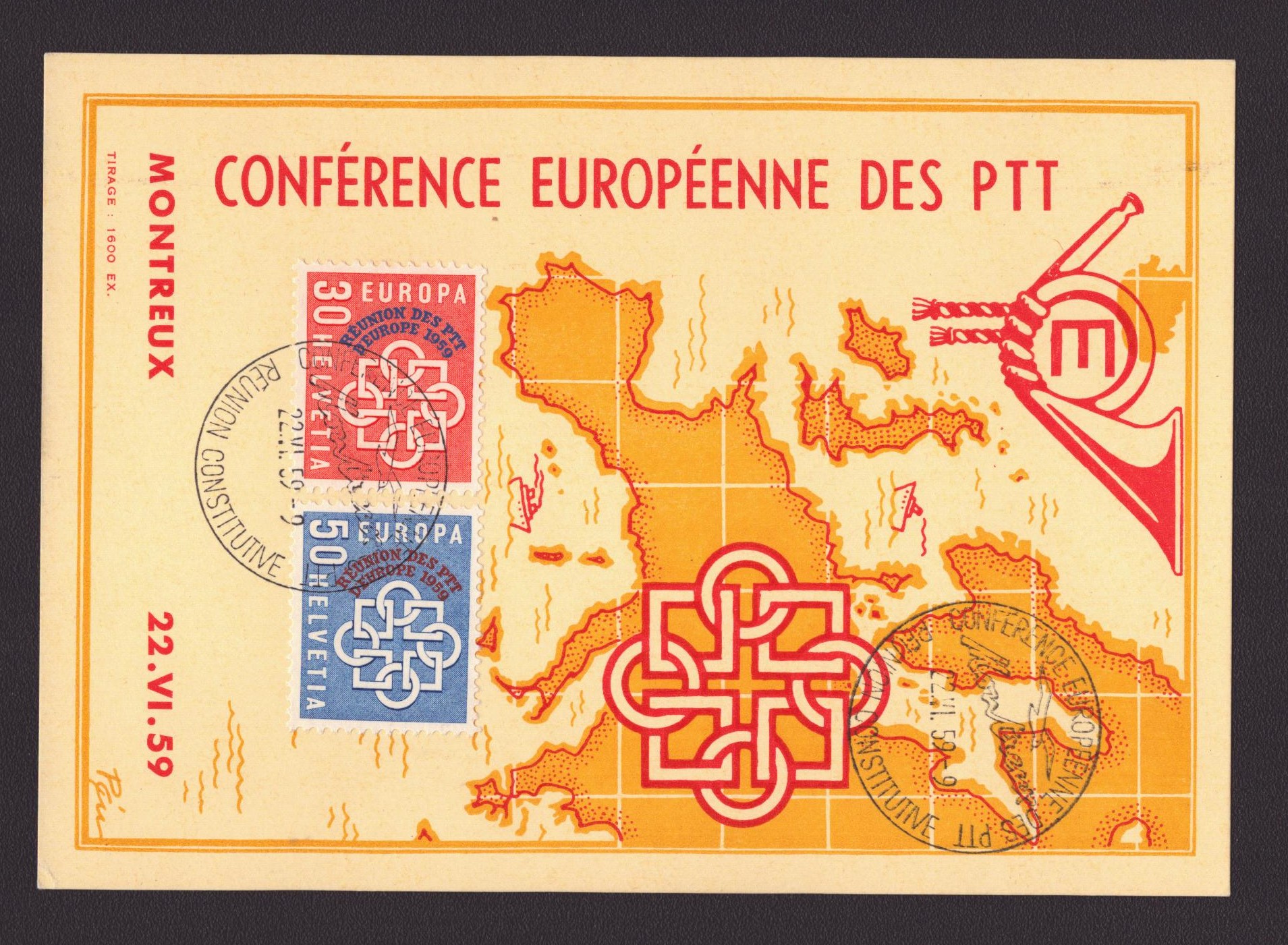 1959 Conférence européenne des PTT Carte max.